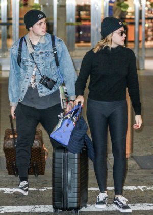 Chloe Moretz and Brooklyn Beckham at JFK Airport in NYC